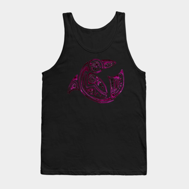 Dolphin-tattoo-pink round Tank Top by Zamen